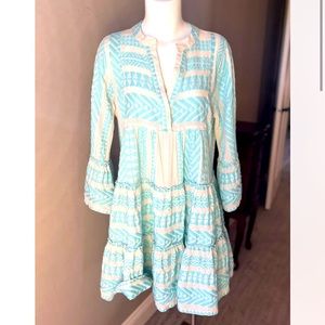 Devotion TWINS Blue and White Patterned Dress